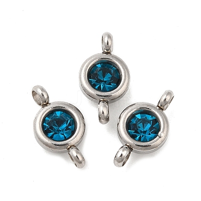 304 Stainless Steel Single Rhinestone Connector Charms STAS-E194-13P-02-1