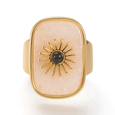 Natural White Jade & Black Agate Cuff Rings RJEW-P016-01A-06G-1