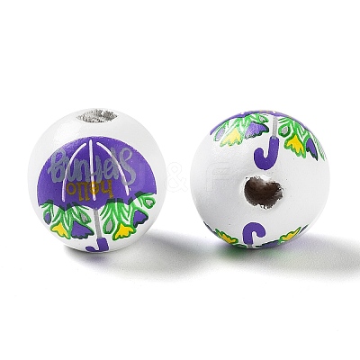 Easter Theme Printed Wood European Beads WOOD-M010-02C-1