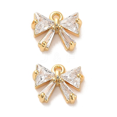 Brass Cubic Zirconia Charms KK-D300-08G-1