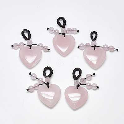 Natural Rose Quartz Pendants X-G-T122-21C-1