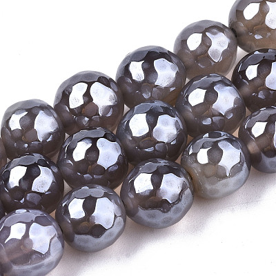 Electroplate Natural Agate Beads Strands G-T131-55-30-1