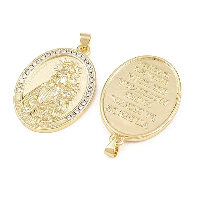 Brass Micro Pave Clear Cubic Zirconia Pendants KK-L275-59G-02-1