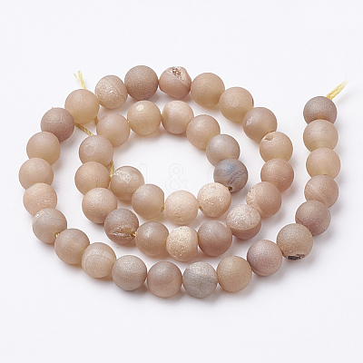 Electroplate Natural Druzy Geode Weathered Agate Beads Strands G-S284-12mm-09-1