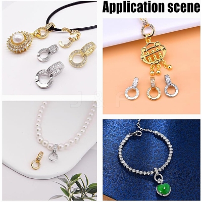 2Pcs 2 Colors Rack Plating 925 Sterling Silver Micro Pave Clear Cubic Zirconia Enhancer Shortener Bails FIND-PH0022-33-1