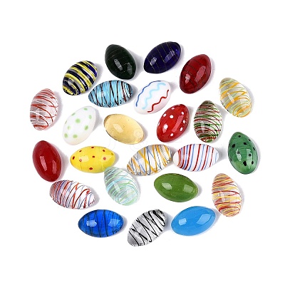 24Pcs Mxied Styles Handmade Lampwork Oval Display Decorations LAMP-N034-30-1