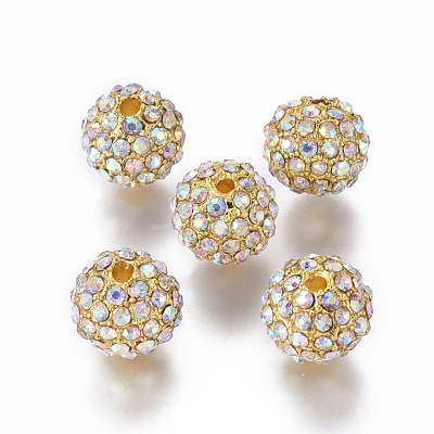 Alloy Rhinestone Beads RB-A034-10mm-A28G-1