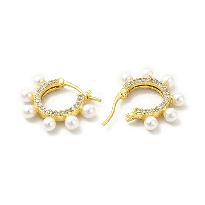 Rack Plating Brass Micro Pave Cubic Zirconia Hoop Earrings for Women EJEW-H091-36G-1