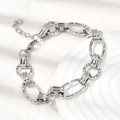 Hammered 304 Stainless Steel Link Chain Bracelets for Women BJEW-L720-01P-1
