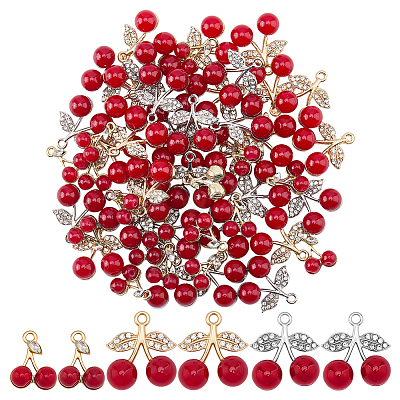 54Pcs 3 Styles Alloy Rhinestone Pendants FIND-DR0002-33-1