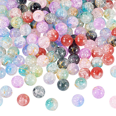 200Pcs 8 Colors Transparent Crackle Acrylic Beads DACR-TA0001-01-1