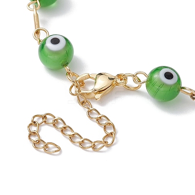 Lampwork Evil Eye Link Chain Bracelets BJEW-JB10045-05-1