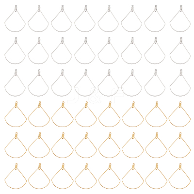 48Pcs 2 Color 304 Stainless Steel Wire Pendants STAS-CA0002-04-1