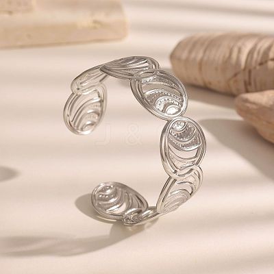 304 Stainless Steel Hollow Ring Open Cuff Bangles for Women WG17EC0-02-1