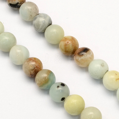 Natural Flower Amazonite Round Beads Strands G-S161-6mm-1