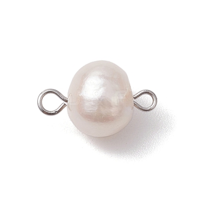 Natural Cultured Freshwater Pearl Connector Charms PALLOY-JF03090-01-1