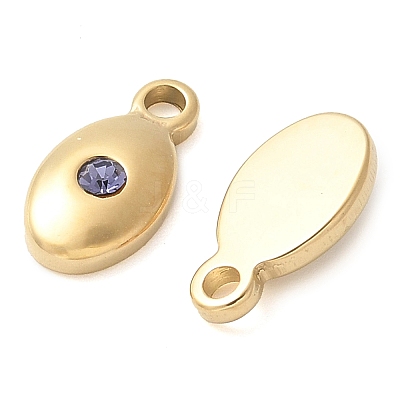 304 Stainless Steel with Rhinestone Charms STAS-Q345-15G-02-1