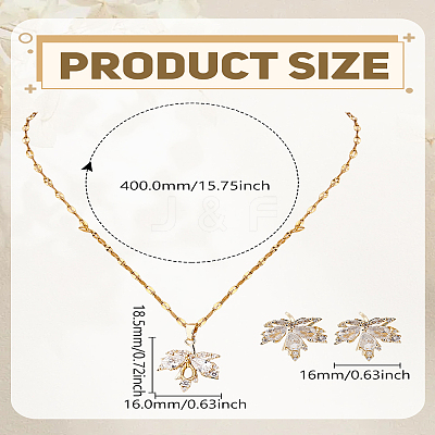 Maple Leaf Brass Clear Cubic Zirconia
Necklace & Stud Earring Sets SJEW-LP0001-49-1