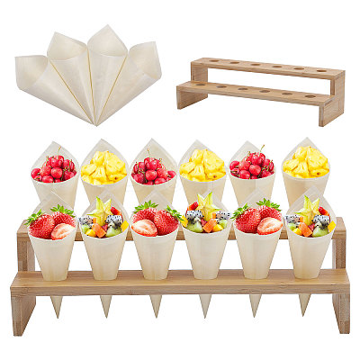 Bamboo 12-Hole Ice Cream Display Stands AJEW-GL0001-82-1