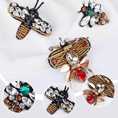 3Pcs 3 Style Bees Shape Felt Sew on Appliques DIY-GF0008-65-1