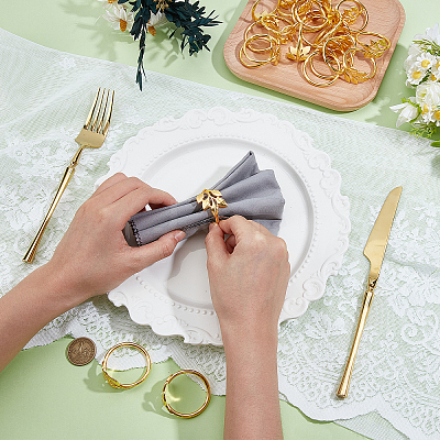 60Pcs Christmas Theme Alloy Leaf Napkin Rings AJEW-PB0001-03G-1