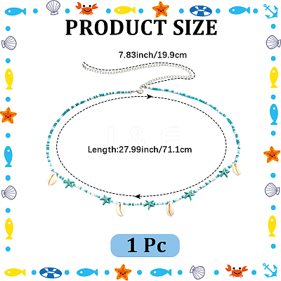 Natural Cowrie Shell & Synthetic Turquoise and Glass Seed Beaded Bohemian Waist Chains for Women AJEW-CP0011-34-1