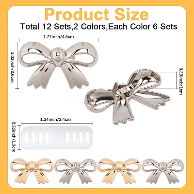 12Pcs 2 Colors Bowknot Alloy Decorative Buckles FIND-CP0003-71-1