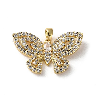 Brass Micro Pave Cubic Zirconia Pendants KK-P320-03A-G-1