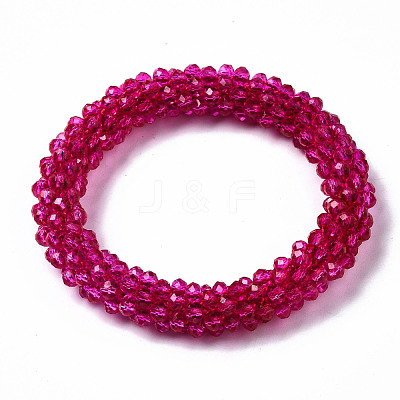 Faceted Transparent Glass Beads Stretch Bracelets BJEW-S144-002F-03-1