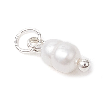 Natural Cultured Freshwater Pearl Potato Charms with Brass Jump Rings PALLOY-JF04176-03-1