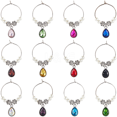 12Pcs Alloy Glass Wine Glass Charms AJEW-SC00054-1