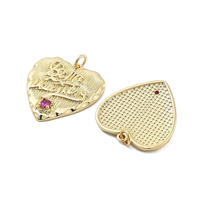 Brass Micro Pave Cubic Zirconia Pendants KK-Q006-24G-1