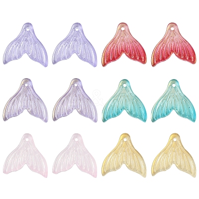 24Pcs 6 Colors Transparent Spray Painted Glass Pendants GLAA-FS0001-90-1