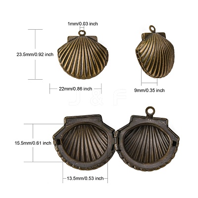 Brass Locket Pendants KK-C3007-AB-NF-1