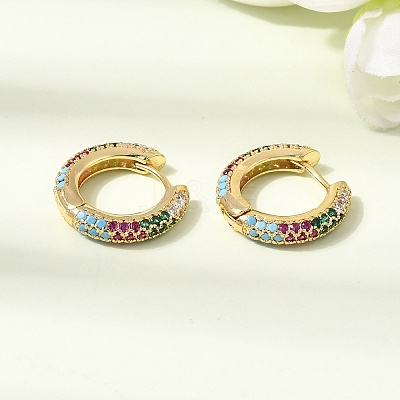 Brass Micro Pave Cubic Zirconia Hoop Earrings KK-CBA8324-24G-1