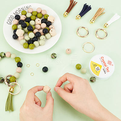 DIY Beaded Keychain Wristlet Making Kit DIY-CA0004-42-1