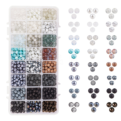 Glass Round Beads GLAA-PH0007-60-WH-1