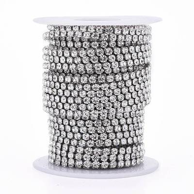 304 Stainless Steel Rhinestone Strass Chains STAS-T055-12P-B-1