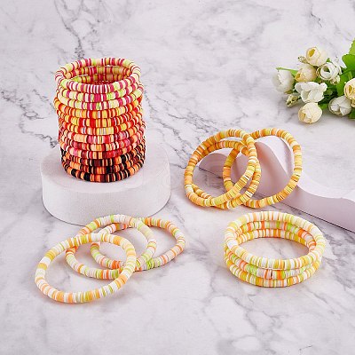 Handmade Polymer Clay Heishi Surfer Stretch Bracelets Set BJEW-SW00099-02-1