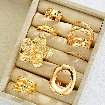 Zinc Alloy Mixed Shapes Cuff Open Rings Sets for Women WGA5E66-01-1