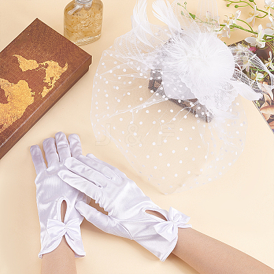 1 Pair Bowknot Pattern Gloves AJEW-GA0006-47B-1