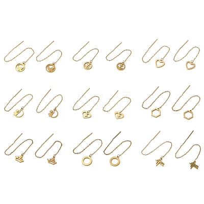 Golden 304 Stainless Steel Dangle Stud Earrings EJEW-F333-01G-1