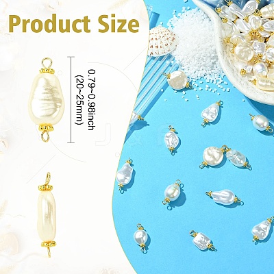 65Pcs 13 Styles ABS Plastic Imitation Pearl Connector Charms PALLOY-CJ00168-1