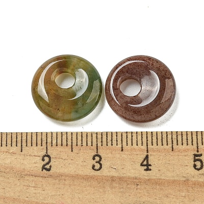 Natural Indian Agate Donut/Pi Disc Charms G-G142-02R-1