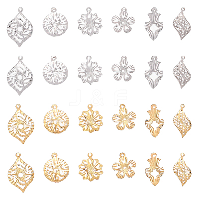 24Pcs 12 Style Rack Plating Brass Pendants KK-CA0002-43-1