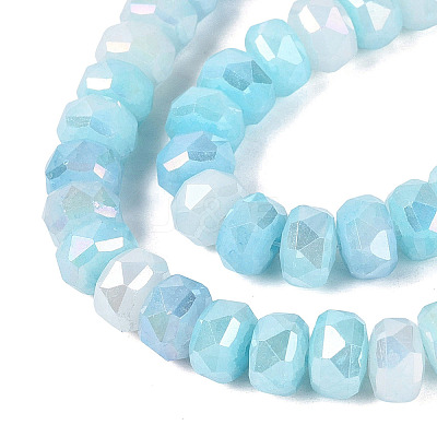 Electroplate Crackle Imitation Jade Glass Beads Strands EGLA-Q135-01A-C03-1