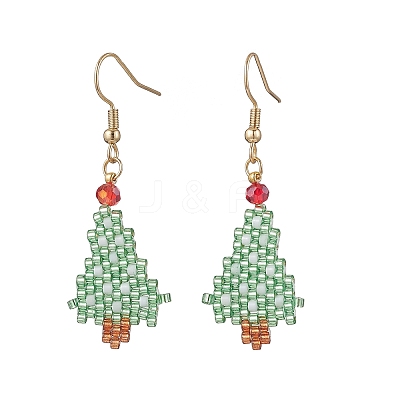 304 Stainless Steel Glass Christmas Theme Dangle Earrings EJEW-MZ00527-02-1