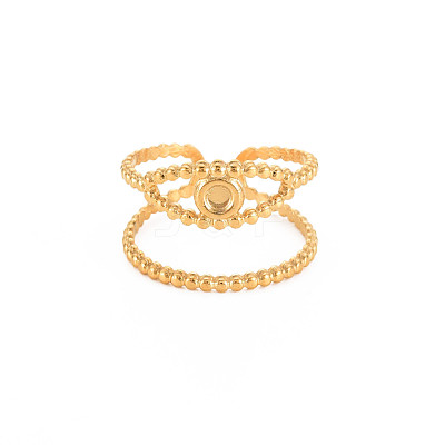 Ion Plating(IP) 304 Stainless Steel Open Pad Ring Cabochon Settings STAS-S119-157G-1