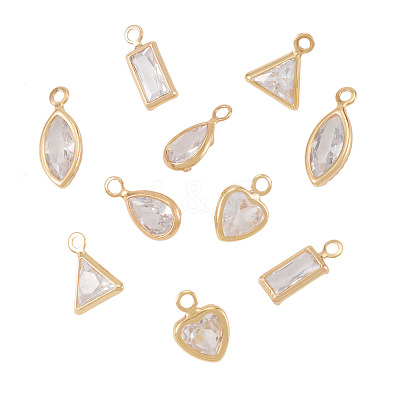 10Pcs 5 Styles Brass Cubic Zirconia Pendants KK-TADJ0001-30B-1