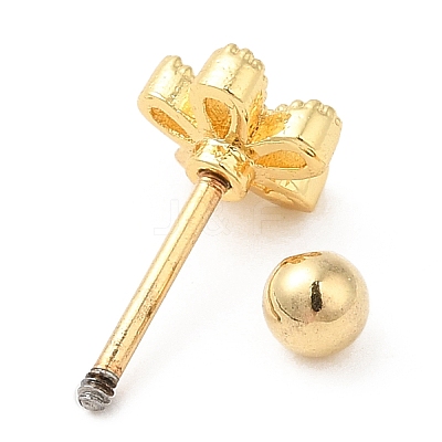 Brass Micro Pave Clear Cubic Zirconia Stud Earrings EJEW-L265-02G-1